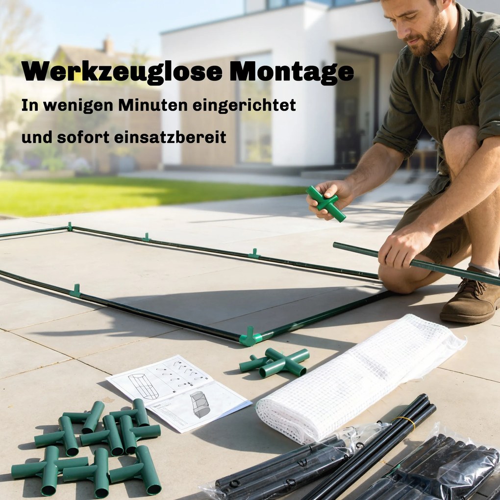 Outsunny Szklarnia z siatką PE, zimowa szklarnia foliowa ze stali, tunel foliowy 200 x 100 x 80 cm biały | Aosom PL