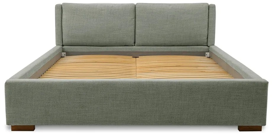 Szare tapicerowane łóżko dwuosobowe ze stelażem 180x200 cm Dreamer – Scandic