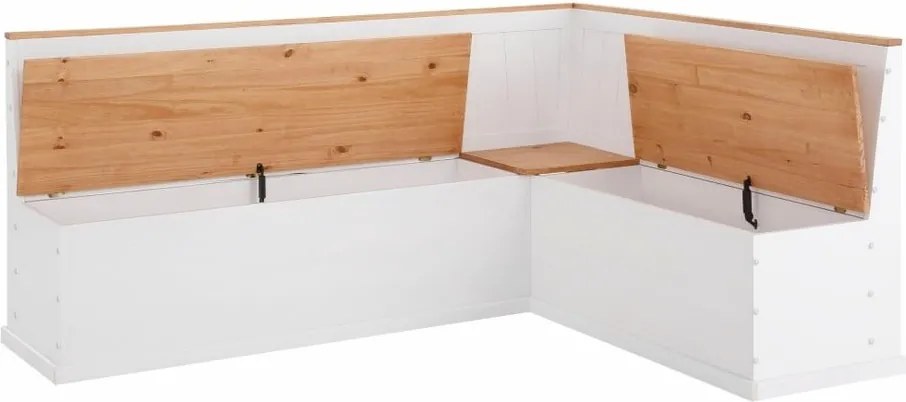 Biała ławka narożna z litego drewna sosnowego Støraa Silas