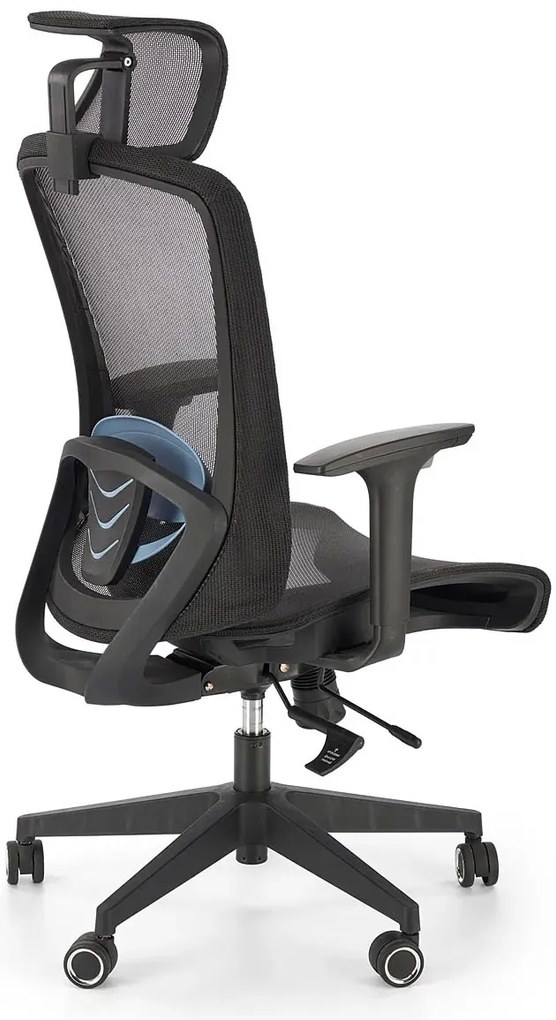 Czarny ergonomiczny obrotowy wentylowany fotel biurowy - Mizo