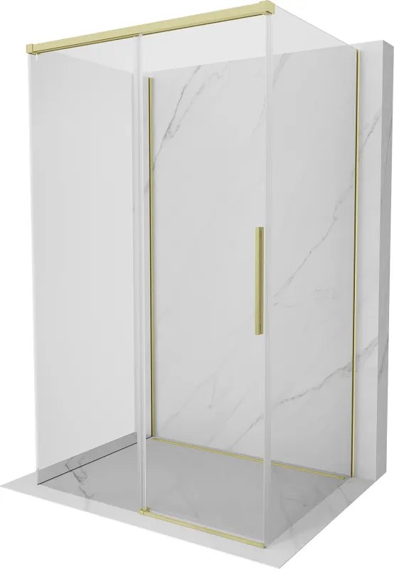 Mexen Rox-3S kabina prysznicowa 3-ścienna rozsuwana 115 x 70 cm, transparent, złota szczotkowana - 8C2-115-070-55-00-3S