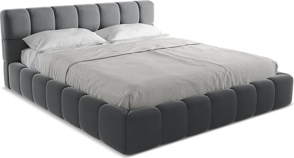 Łóżko 200 x 228 - z weluru - stalowy - NALU