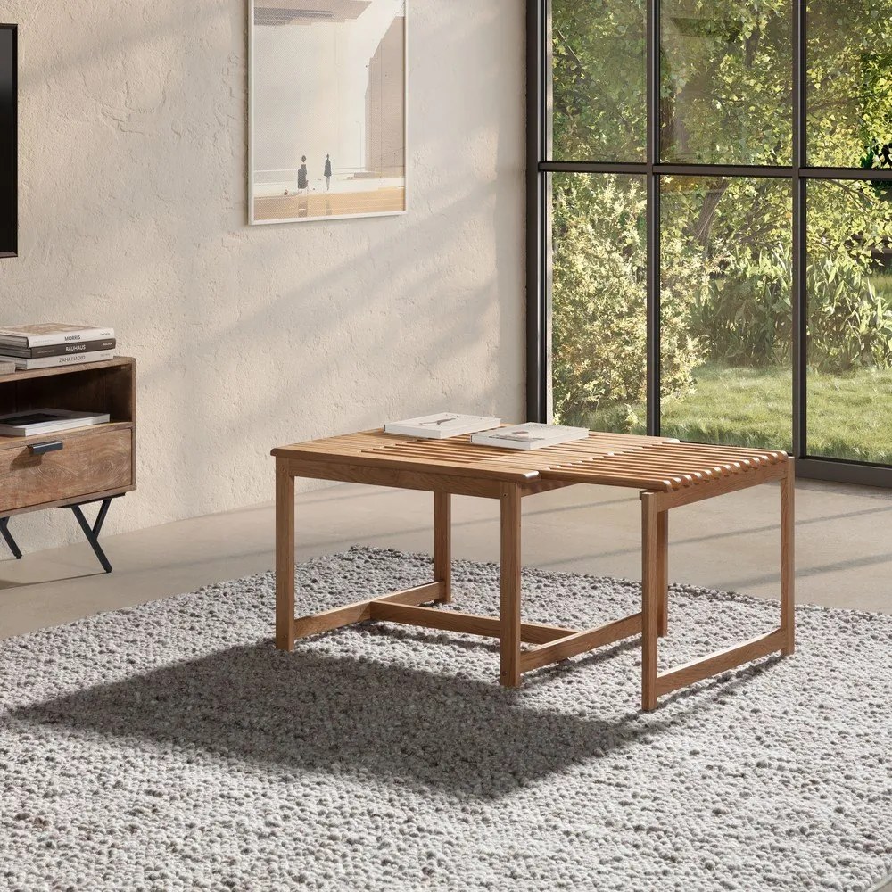 Stolik z litego drewna dębowego w naturalnym kolorze 60x70 cm Unai – MOME