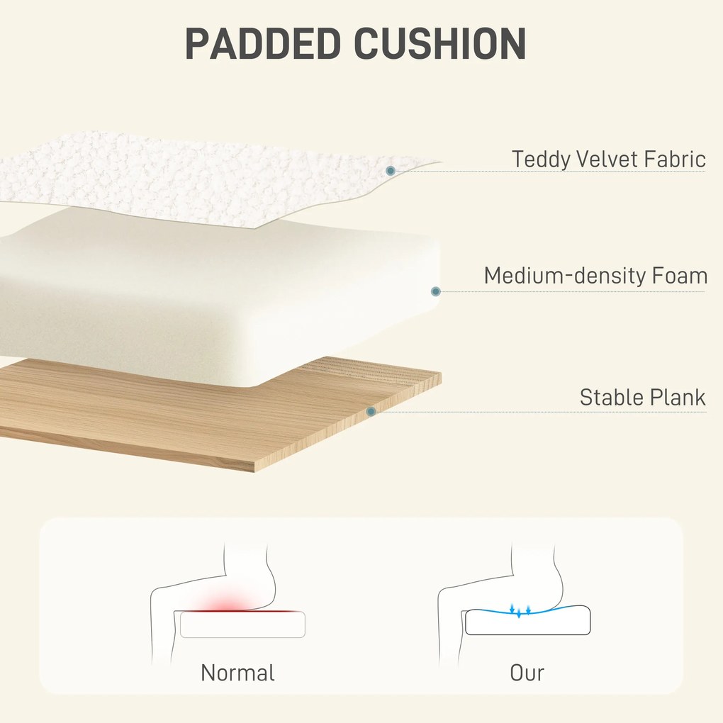 HOMCOM Fotel do Home Office, regulowany fotel biurowy na kółkach, pokrycie aksamitne, podstawa metalowa, Kremowy