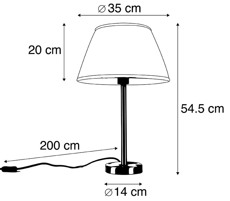 Klasyczna lampa stołowa stalowa z plisowanym abażurem białym 35 cm - Simplo klasyczny/Antyczny Oswietlenie wewnetrzne