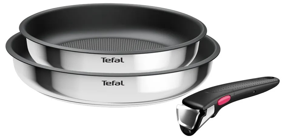 Patelnie zestaw 2 szt. z powłoką nieprzywierającą/z odpinaną rączką ze stali nierdzewnej ø 26 cm INGENIO Cook Eat L8813S75 – Tefal