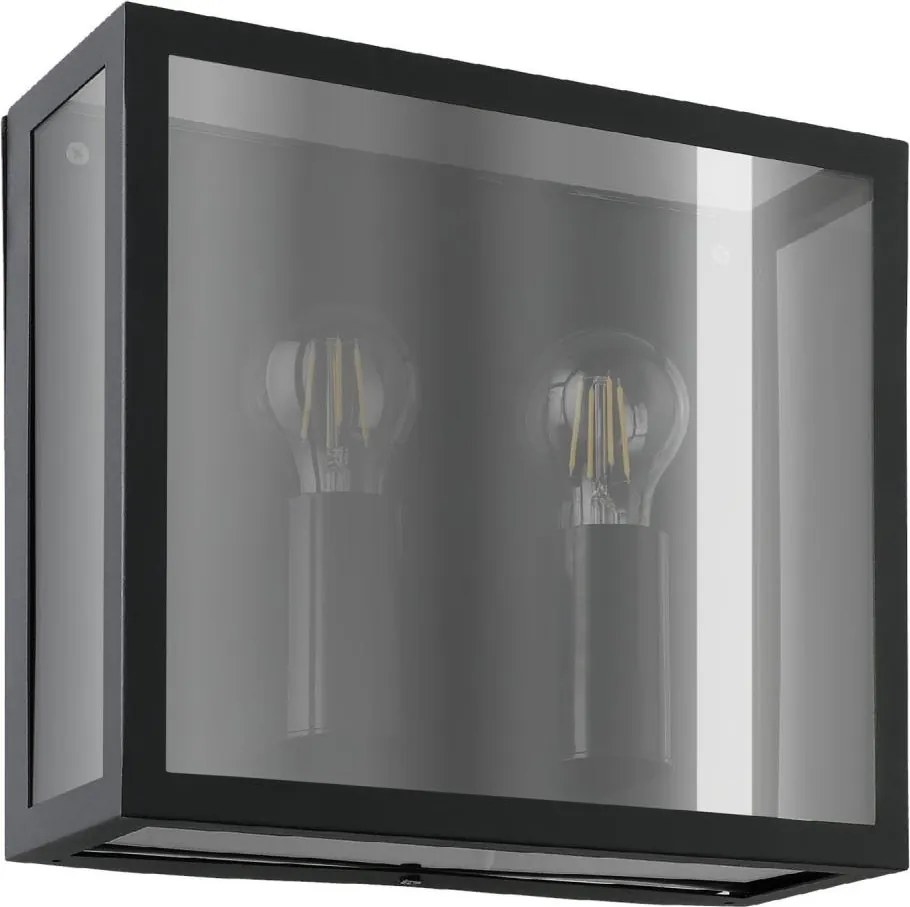 Eglo 31566 - Zewnętrzny kinkiet ALAMONTE SMOKE 2xE27/40W/230V IP44 czarny