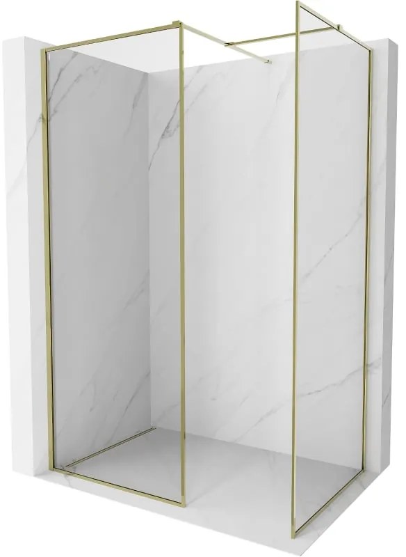 Mexen Kioto-F ścianka prysznicowa Walk-in z ramką 155 x 90 cm, transparent 8 mm, złota - 800-155-202-04-50-090