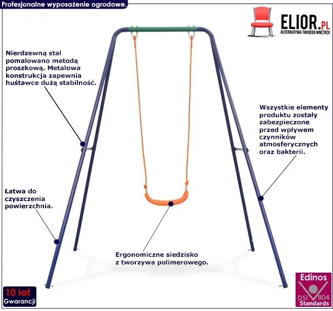 Kolorowa huśtawka stojąca ogrodowa dla dzieci D1-F18