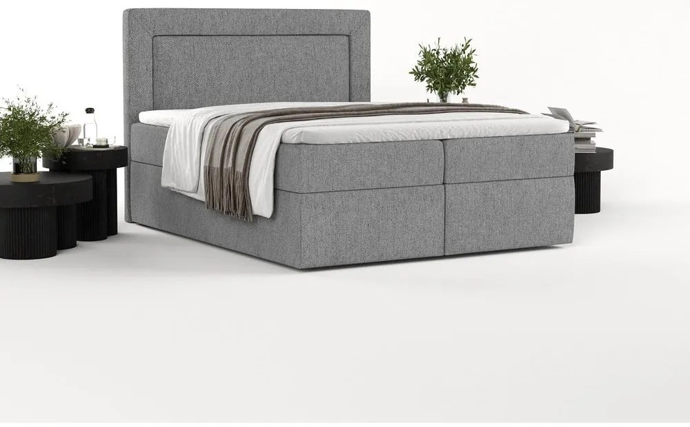 Szare łóżko boxspring ze schowkiem 200x200 cm Imagine – Maison de Rêve