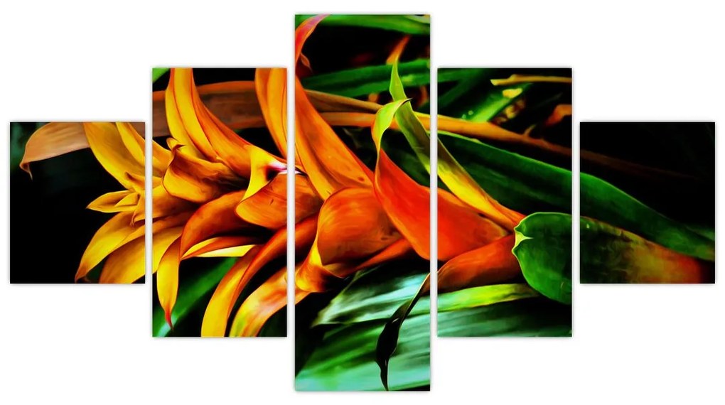 Obraz pomarańczowego kwiatu (125x70 cm)
