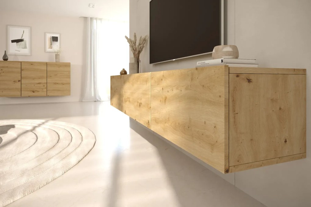Szafka RTV GABI 160cm dąb artisan wisząca KOCOT MEBLE