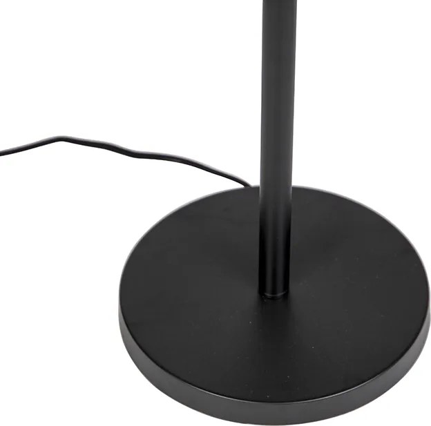 Klasyczna lampa stojąca czarna z abażurem Granny B szary - Simplo