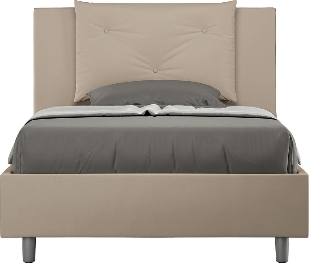 Łóżko bez stelaża tapicerowane 120x200 sztucznej skóry szaro-beżowy Appia