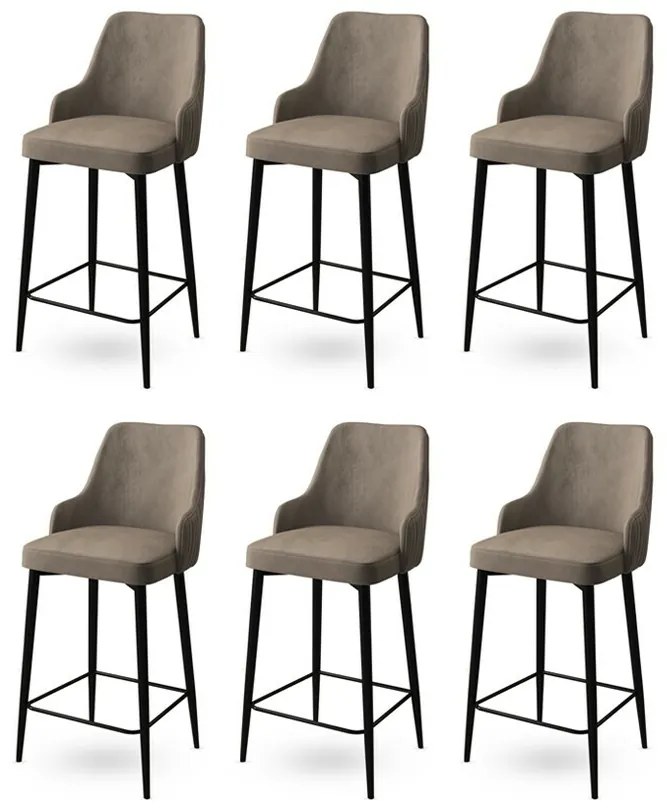 Zestaw krzeseł barowych Enox Cappuccino i Black, 6 szt., 6 szt.