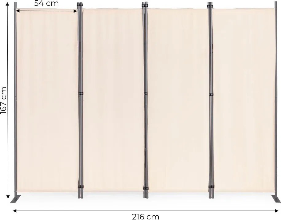 Parawan ogrodowy składany AW-022, 167x216 cm, 4-panelowy, kolor beżowy
