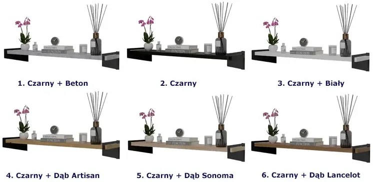 Wisząca półka nad biurko w stylu loft czarny + dąb sonoma N2-F51