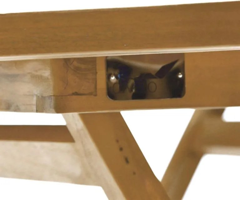 Składany stół DIVERO z drewna tekowego Ø 100 cm