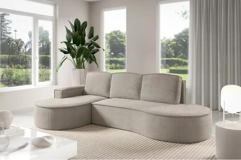 Narożnik MOLLY Lewostronny z funkcją spania, wolnostojący tkanina CURIO 11 Popielaty