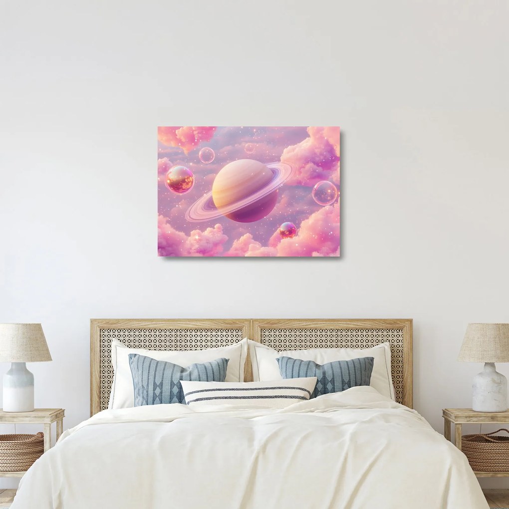 Obraz na szkle - Różowa planeta (70x50 cm)