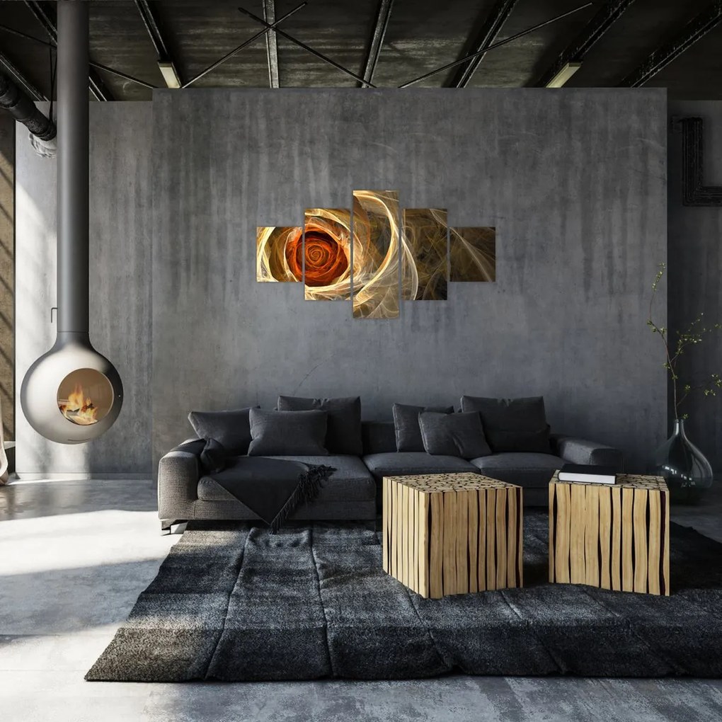 Obraz - Abstrakcyjne róże w ognistych kolorach (125x70 cm)