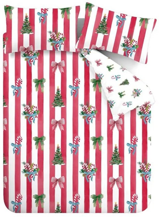 Czerwono-biała pościel dwuosobowa 230x220 cm Christmas Stripe – Catherine Lansfield