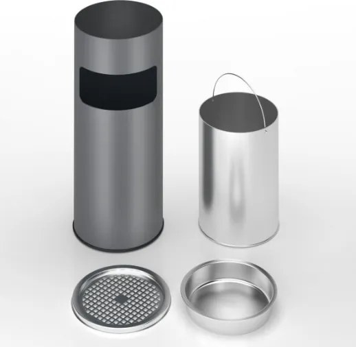 Stojący popielniczka z koszem 17L antracyt stal nierdzewna