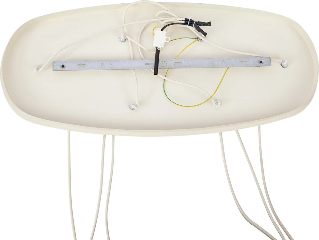 Lampa wisząca Japandi beżowa z materiałowymi kloszami 6-punktowa - Yente