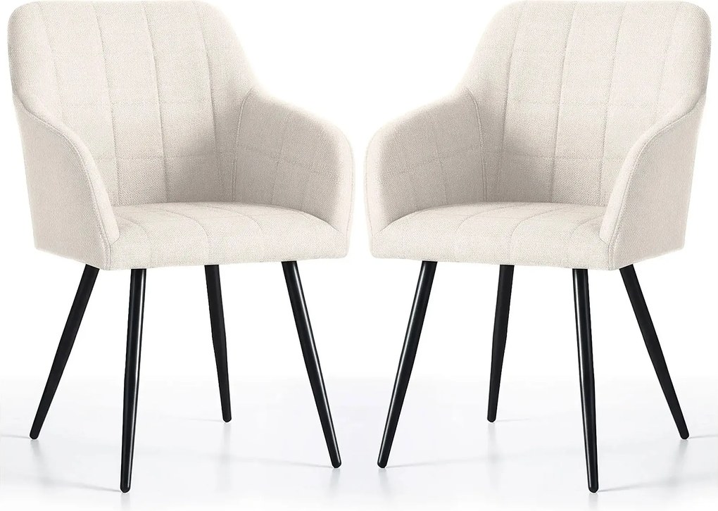 Zestaw 2 kremowych krzeseł tapicerowanych - Cormelis 3X