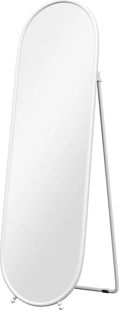 HOMCOM Lustra całociałowe, owalne, samodzielnie stojące, z ramką metalową, 40x160 cm, Kolor: Biały