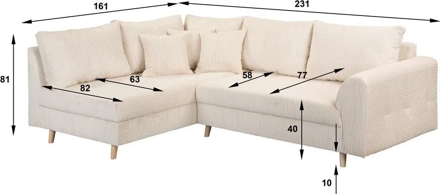 Ciemnoszary narożnik (lewostronny) Ariella – Ropez