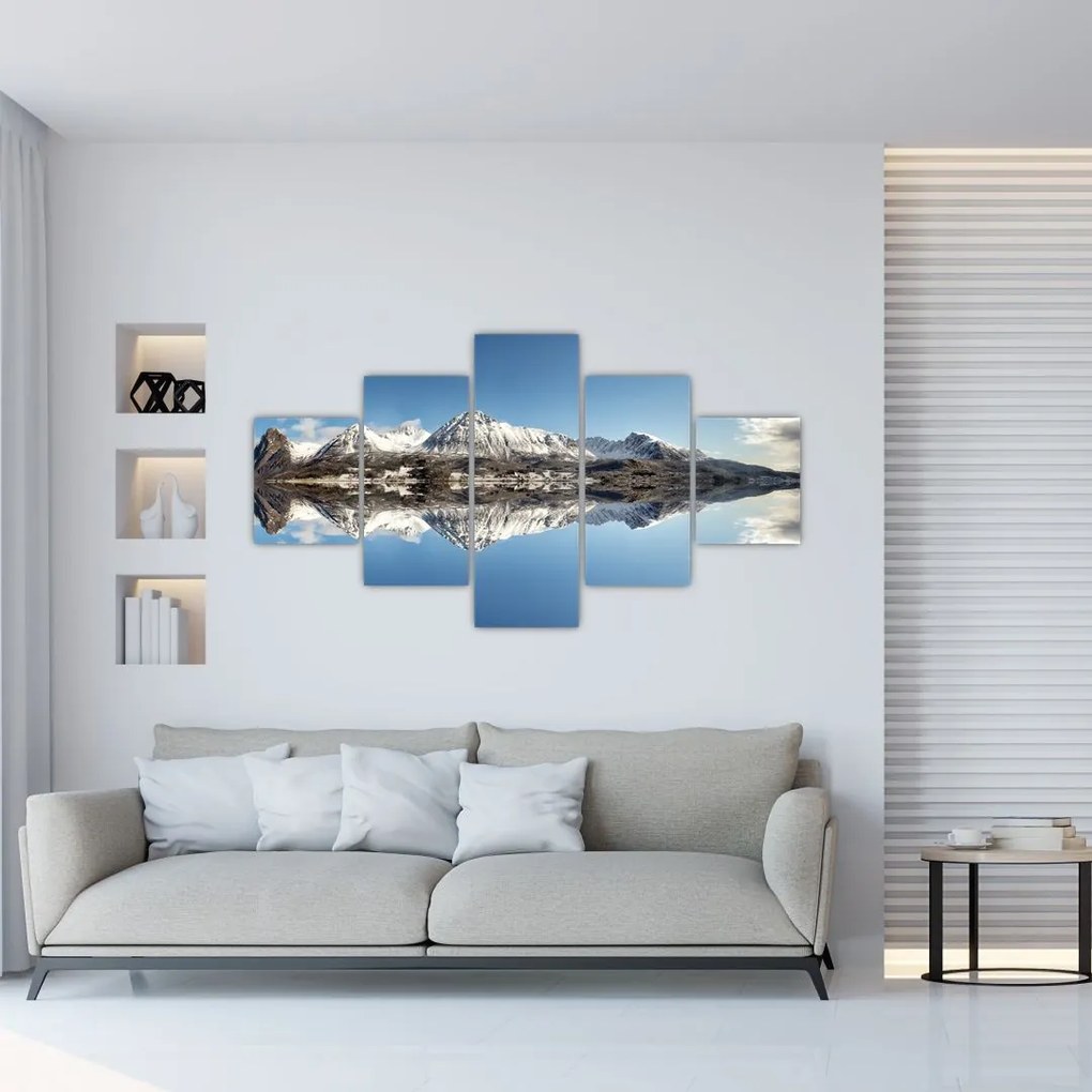 Obraz gór i ich odbicie (125x70 cm)