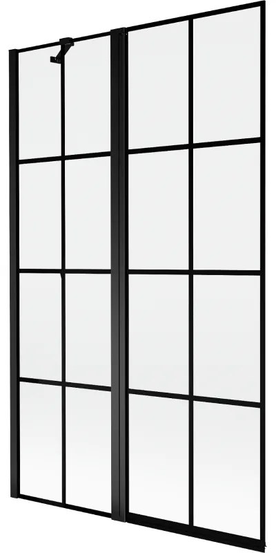 Mexen Mist parawan nawannowy 2-skrzydłowy lewy 110 x 150 cm, czarna kratka, czarny - 8A9-110-011-70-77-L