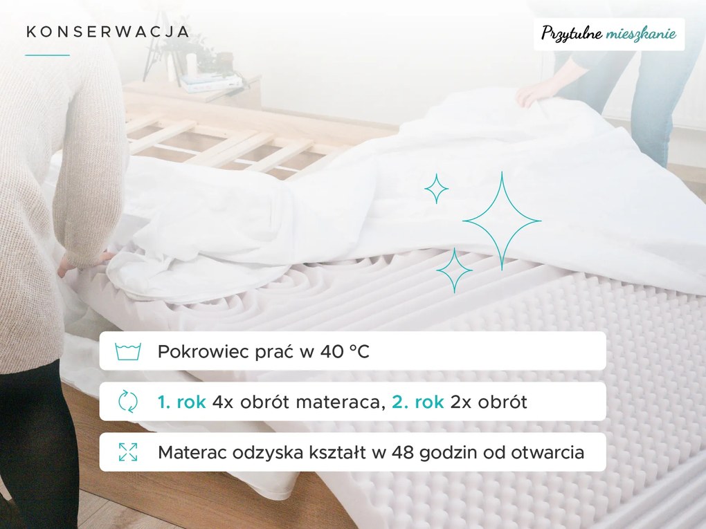 Materac piankowy DELUXE 160 x 200 cm Ochrona materaca: W TYM ochraniacz na materac