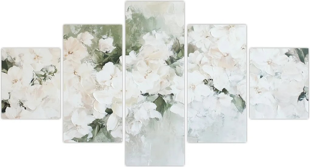 Obraz - Abstrakcja białych kwiatów (125x70 cm)