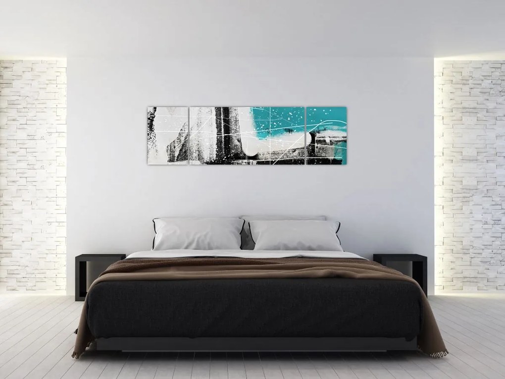 Obraz - Turkusowa abstrakcja (170x50 cm)
