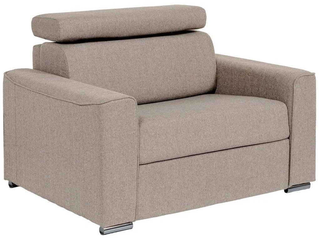 Fotel rozkładany typu express z beżową tapicerką - Miejsce do spania 70 cm - Materac 14 cm - VIZIR
