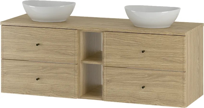 Zestaw do Łazienki 140cm Szafka Regał Blat Umywalka Dąb Olejowany Marco