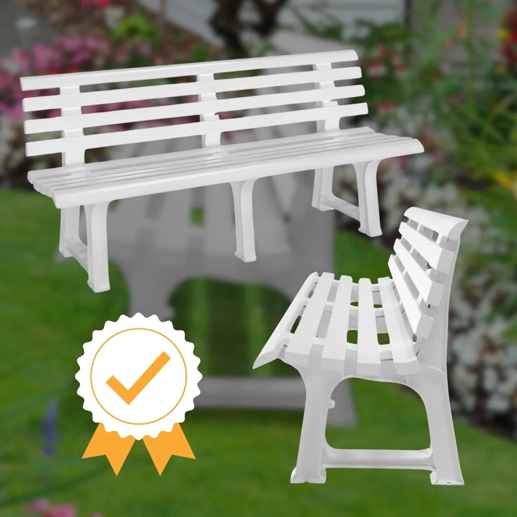 Ławka ogrodowa ORCHIDEA, 145x49x74cm, biała I.P.A.E-Progarden