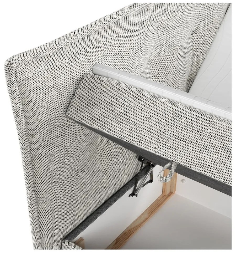 Jasnoszare łóżko boxspring ze schowkiem 160x200 cm Sinai – Maison de Rêve