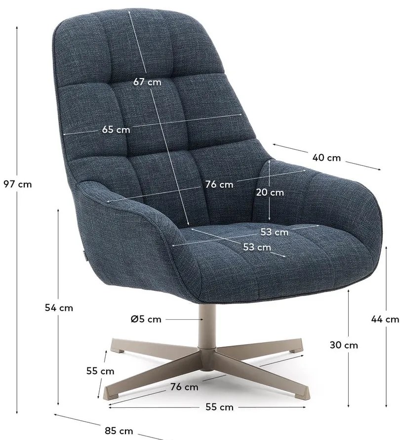 Szaroniebieski obrotowy fotel Jaspe – Kave Home