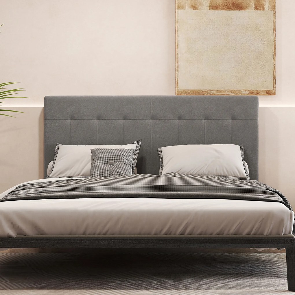 HOMCOM Zagłówek regulacja 3-stopniowa z metalowymi nogami aksamitny styl do sypialni 140x10x106/116/126 cm Szary | Aosom PL