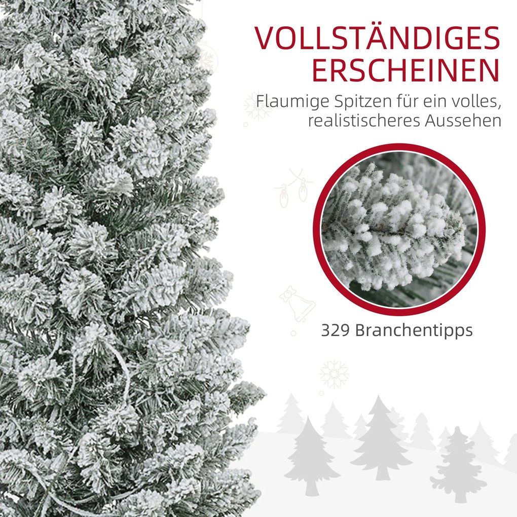 HOMCOM Choinka 180 cm z girlandą LED, sztuczne drzewko, odporna na ogień, z metalową podstawą, Zielona | Aosom PL