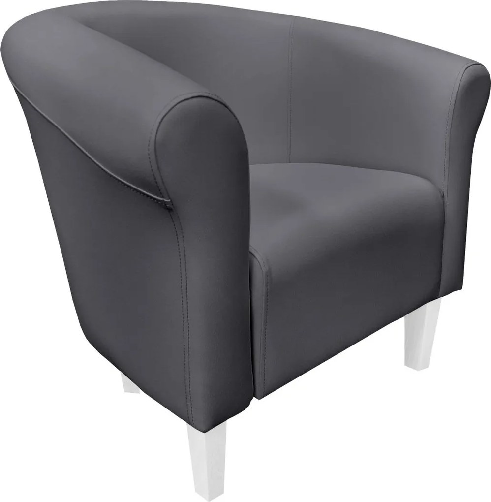 Fotel Milo tkanina Eko-skóra elegancki fotel do salonu i gabinetu : Kolor nogi - Biała, Kolor tkaniny - EKO-SKÓRA - 23D, Wysokość nogi - 15 cm