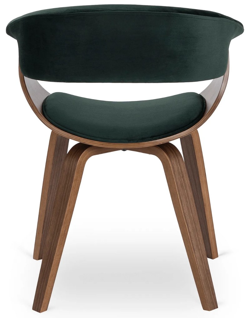 Krzesło Tapicerowane Z Drewna Giętego Do Jadalni GARY Zielone/Orzech Welurowe Nowoczesne Loft