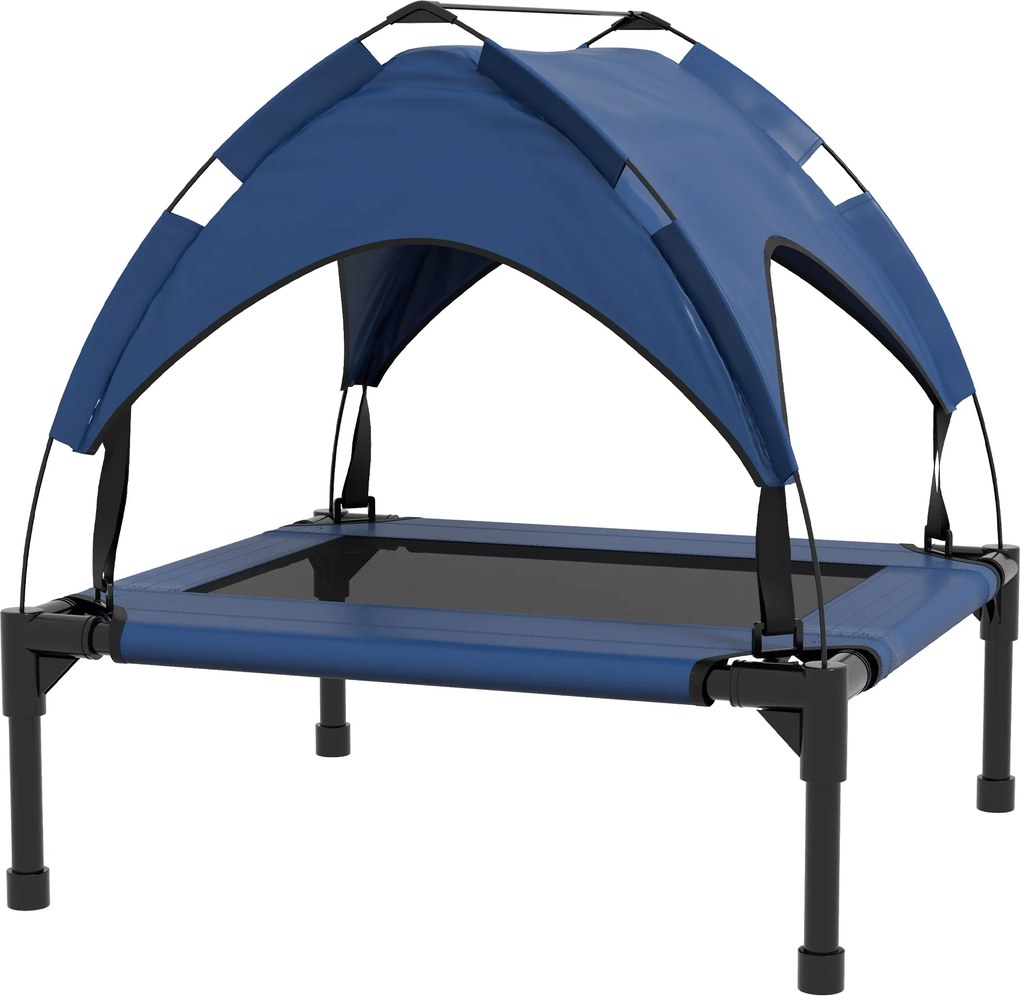 PawHut Legowisko dla psa z daszkiem, Niebieskie, Oddychające, Wodoodporne, do 20 kg, 76 x 61 x 69,5 cm