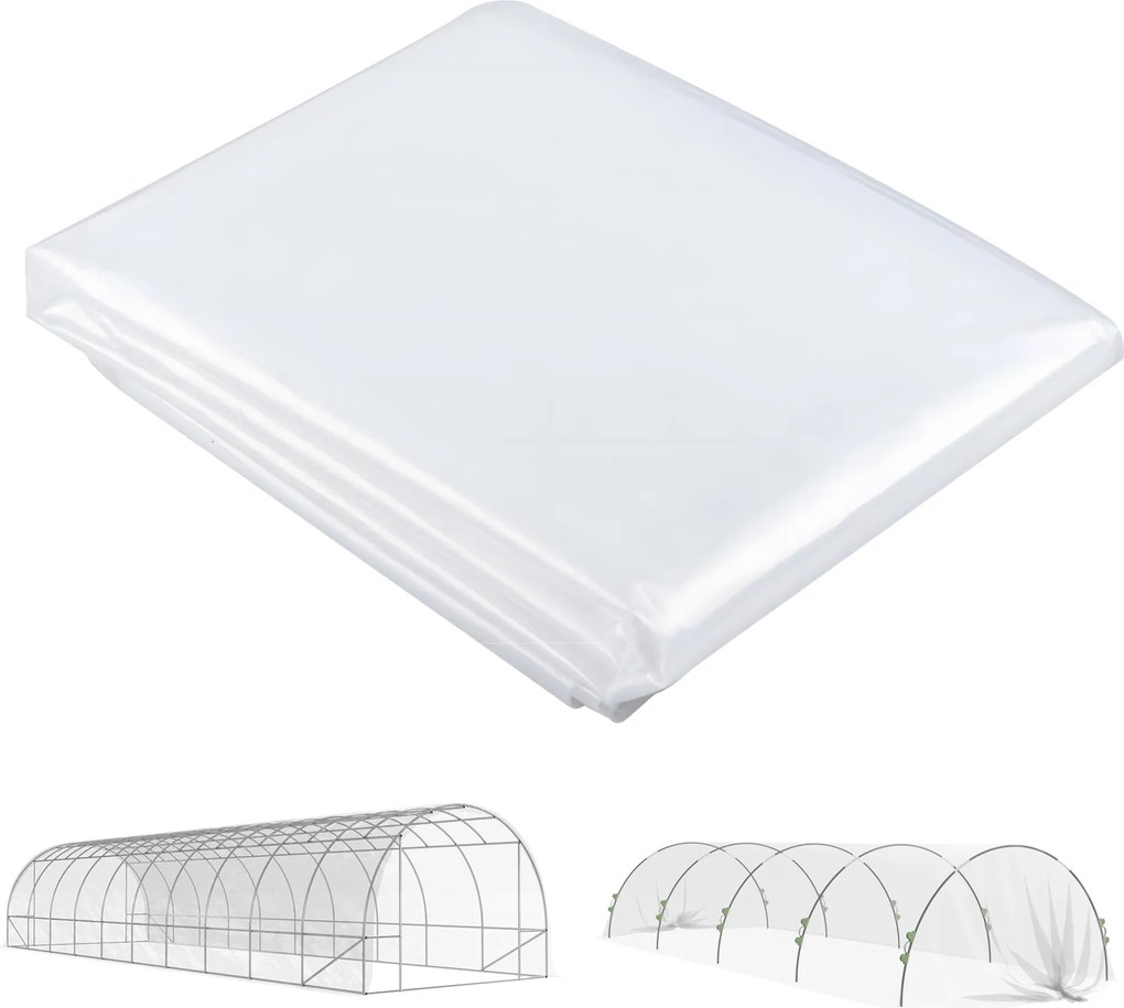 Outsunny Plandeka na szklarnie z tworzywa, Pokrowiec na rośliny, Odporna na UV i wodę, 6 x 10 m