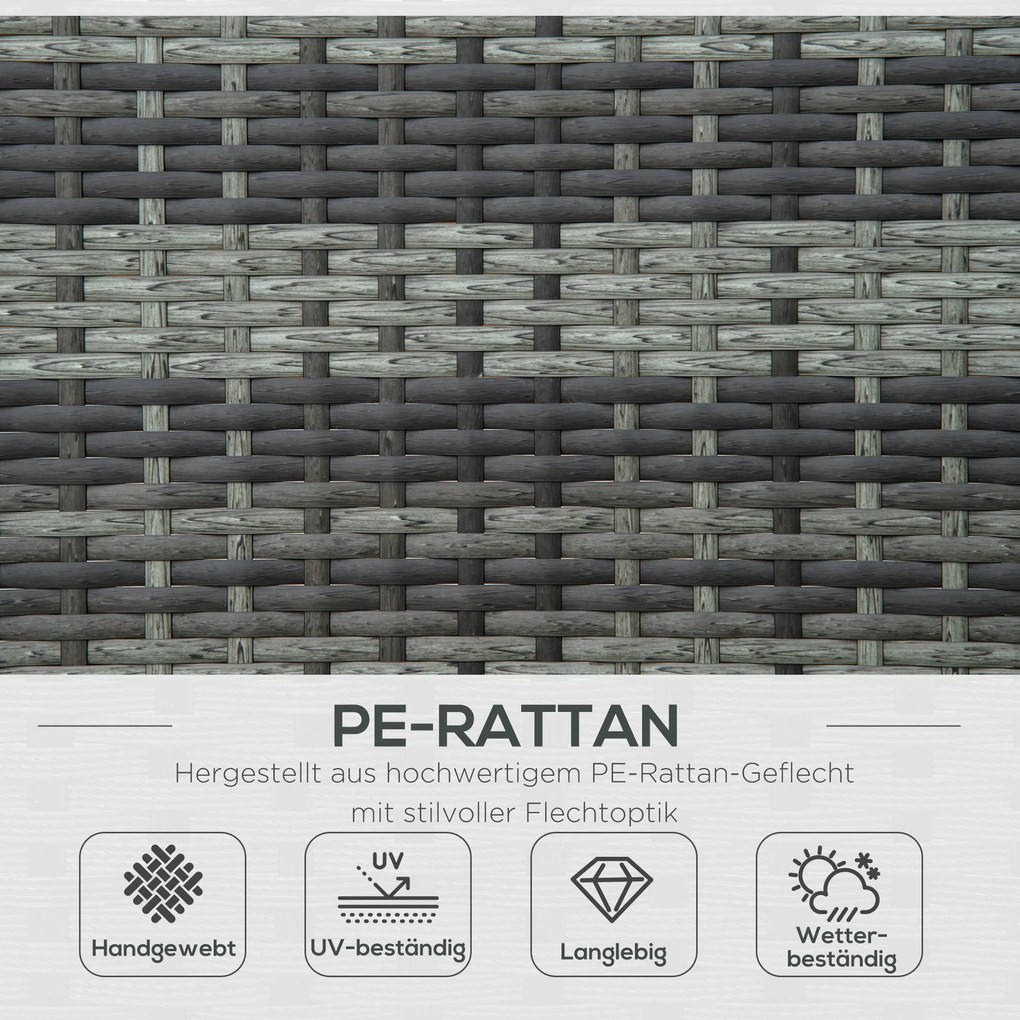 Leżak ogrodowy podwójny dla 2 osób regulacja oparcia 5 stopni metal rattan PE szary wygodny | Aosom PL