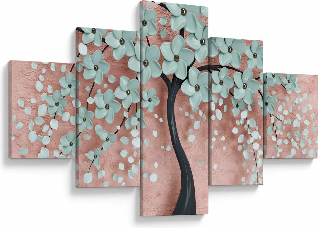 Obraz - Pastelowe niebieskie kwiaty (125x70 cm)