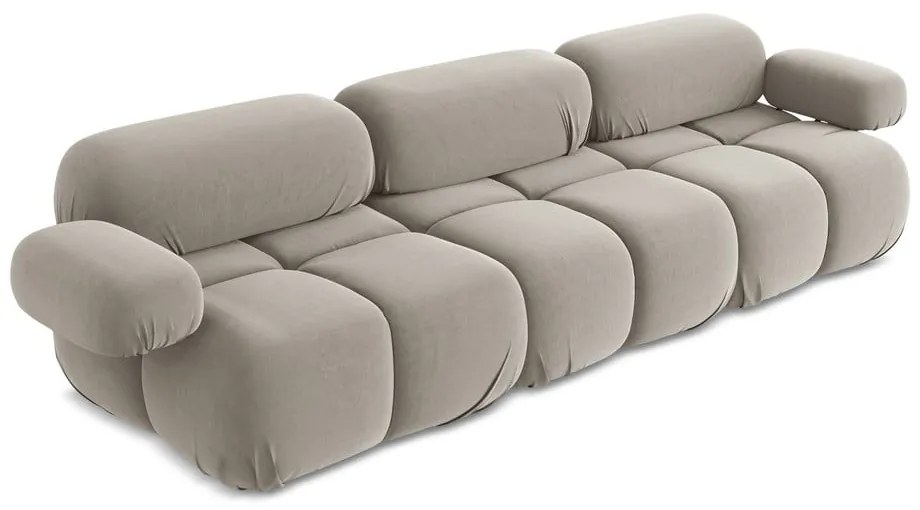 Beżowa aksamitna sofa modułowa 285 cm Lokua – Makamii